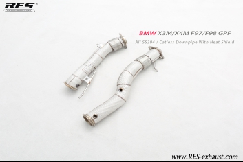 All SS304 / Catless Downpipe With Heat Shield 